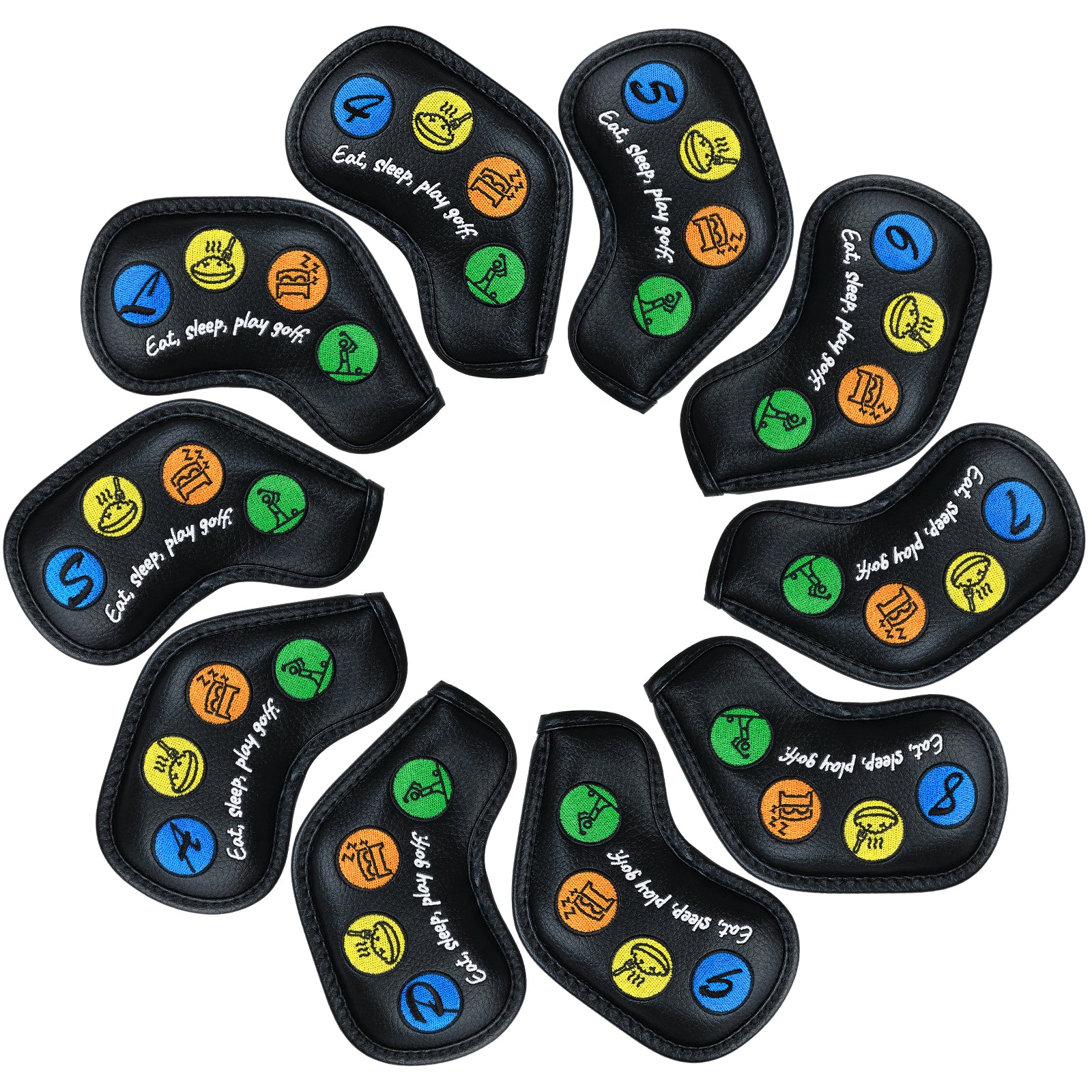Eat,Shop,Play Golf Iron Cover 10pcs(4-9,P,A,S,L)