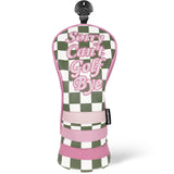 Green Pink Check Golf Headcover Set