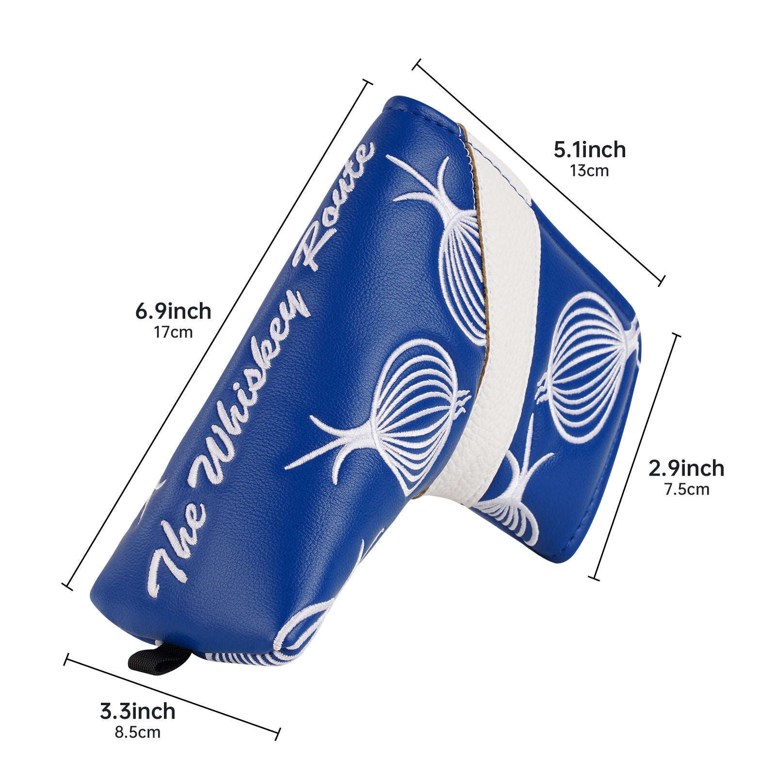 Chic Blue & White Onion Stripe Leather Blade Putter Cover