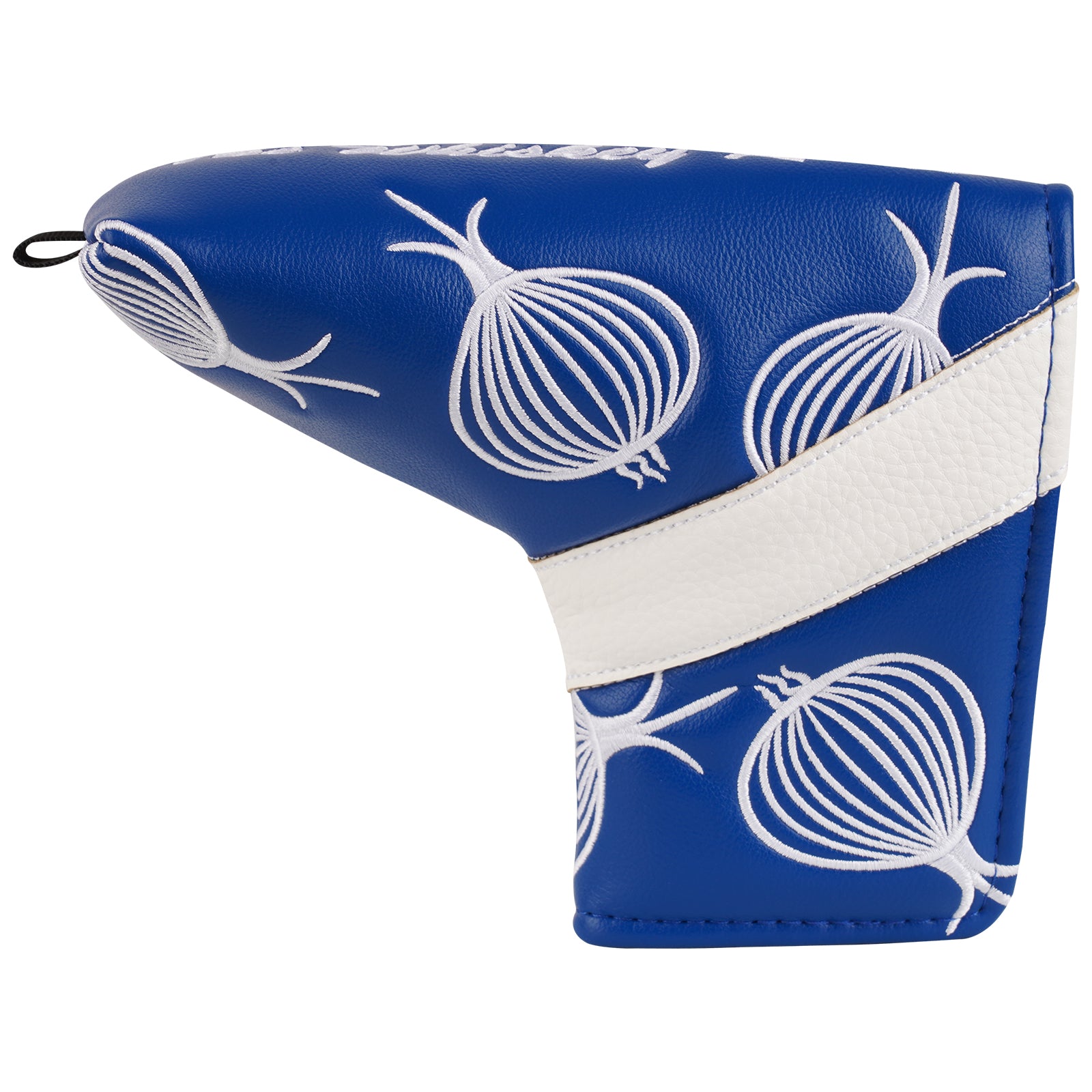 Chic Blue & White Onion Stripe Leather Blade Putter Cover