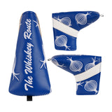 Chic Blue & White Onion Stripe Leather Blade Putter Cover