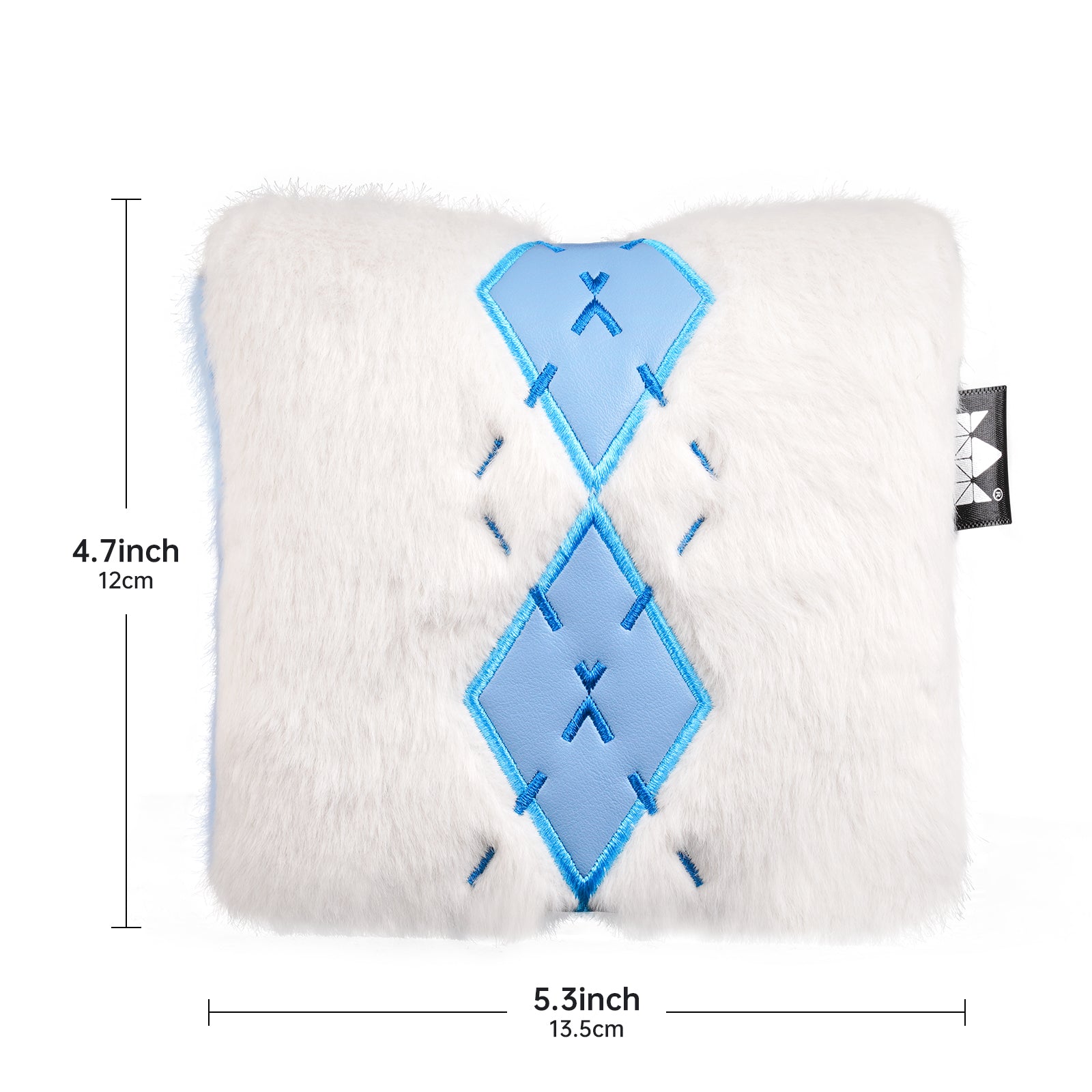 Elegant Blue & White Rhombus Plush Square Mallet Putter Cover