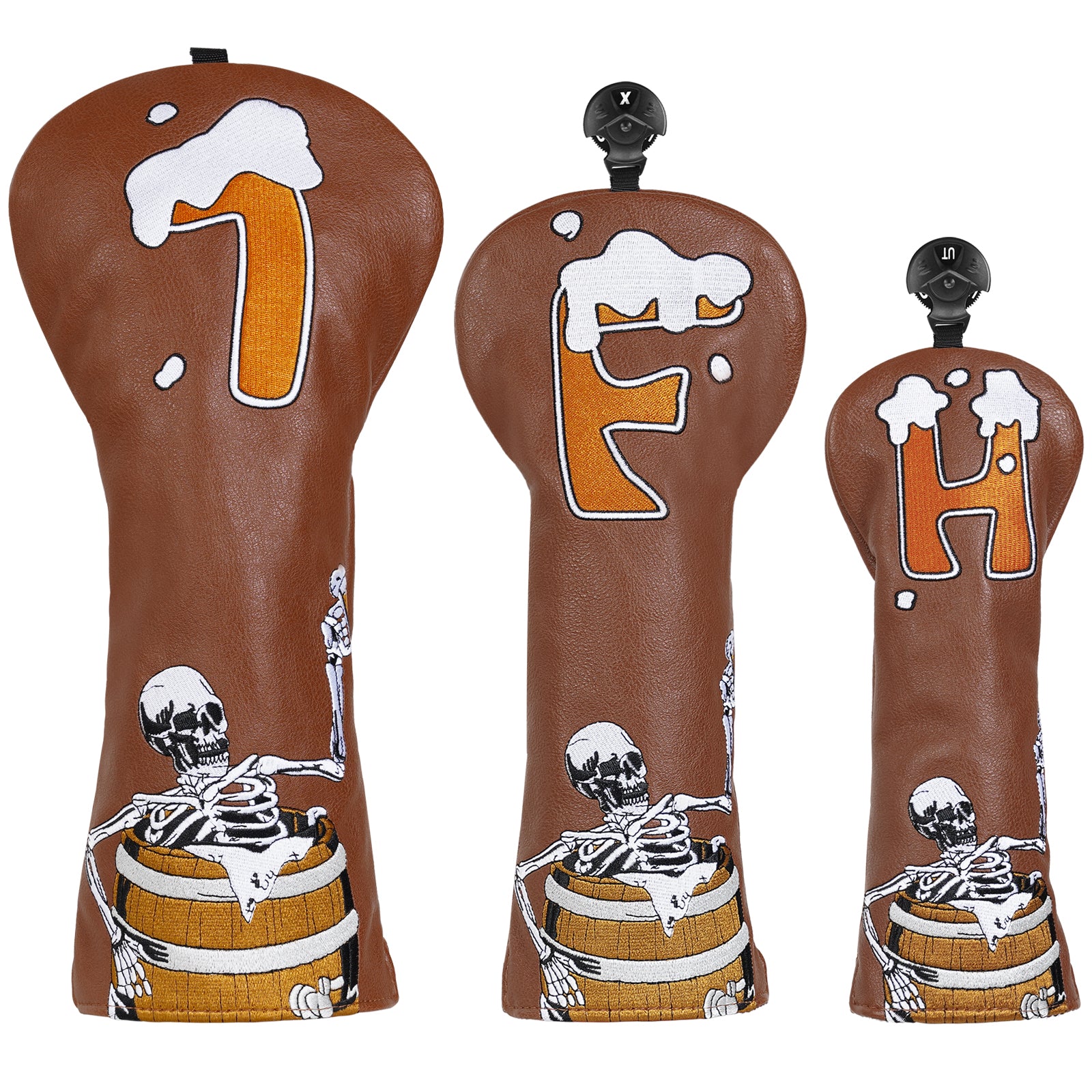 Wine Barrel Skull Wood Head Cover