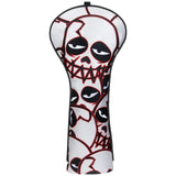 Red and Black Tattered Skull Embroidered Driver Head Cover
