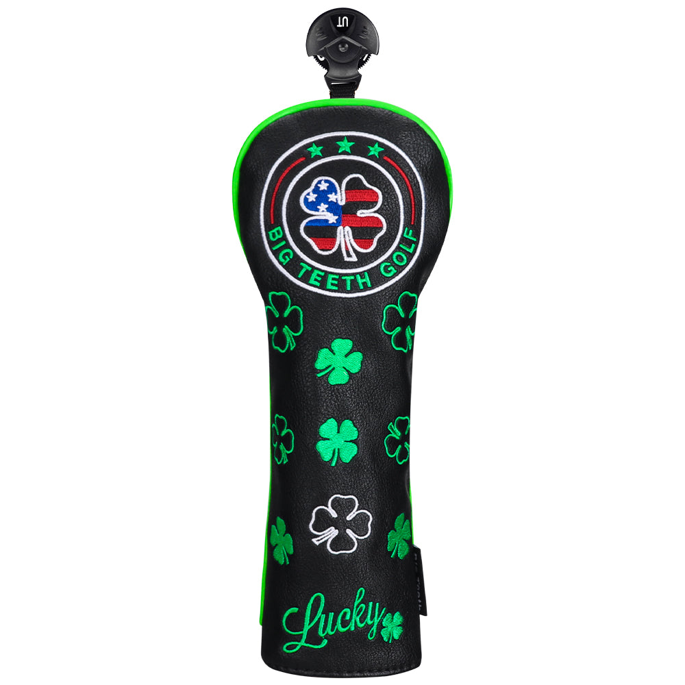 Black Leather Four-Leaf Clover Golf Headcover Set