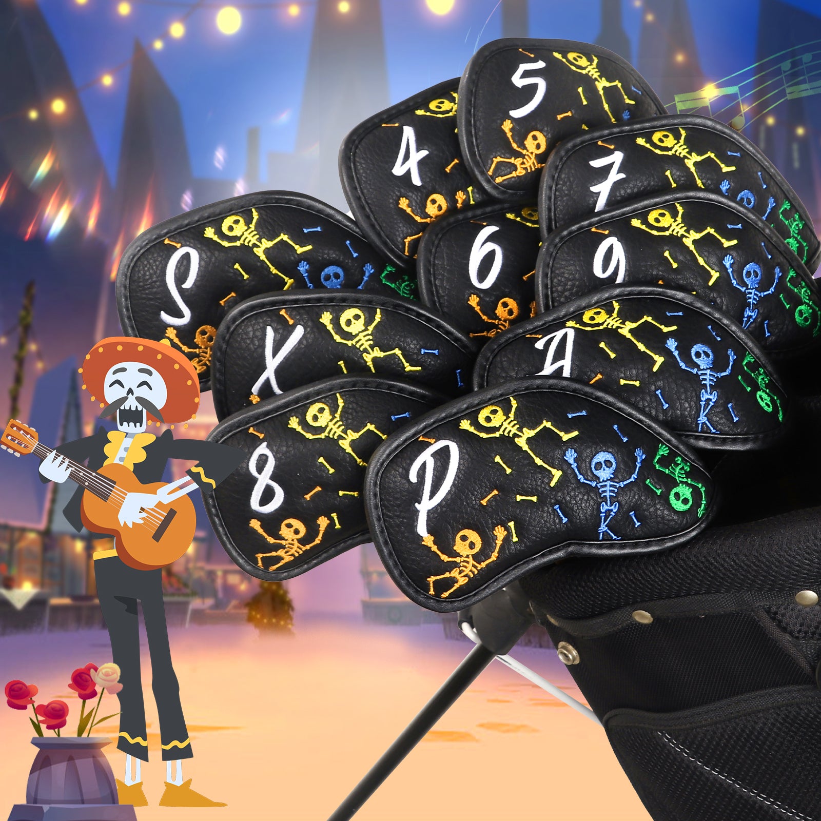 Dancing Skull Driver Putter Golf Head Cover Set