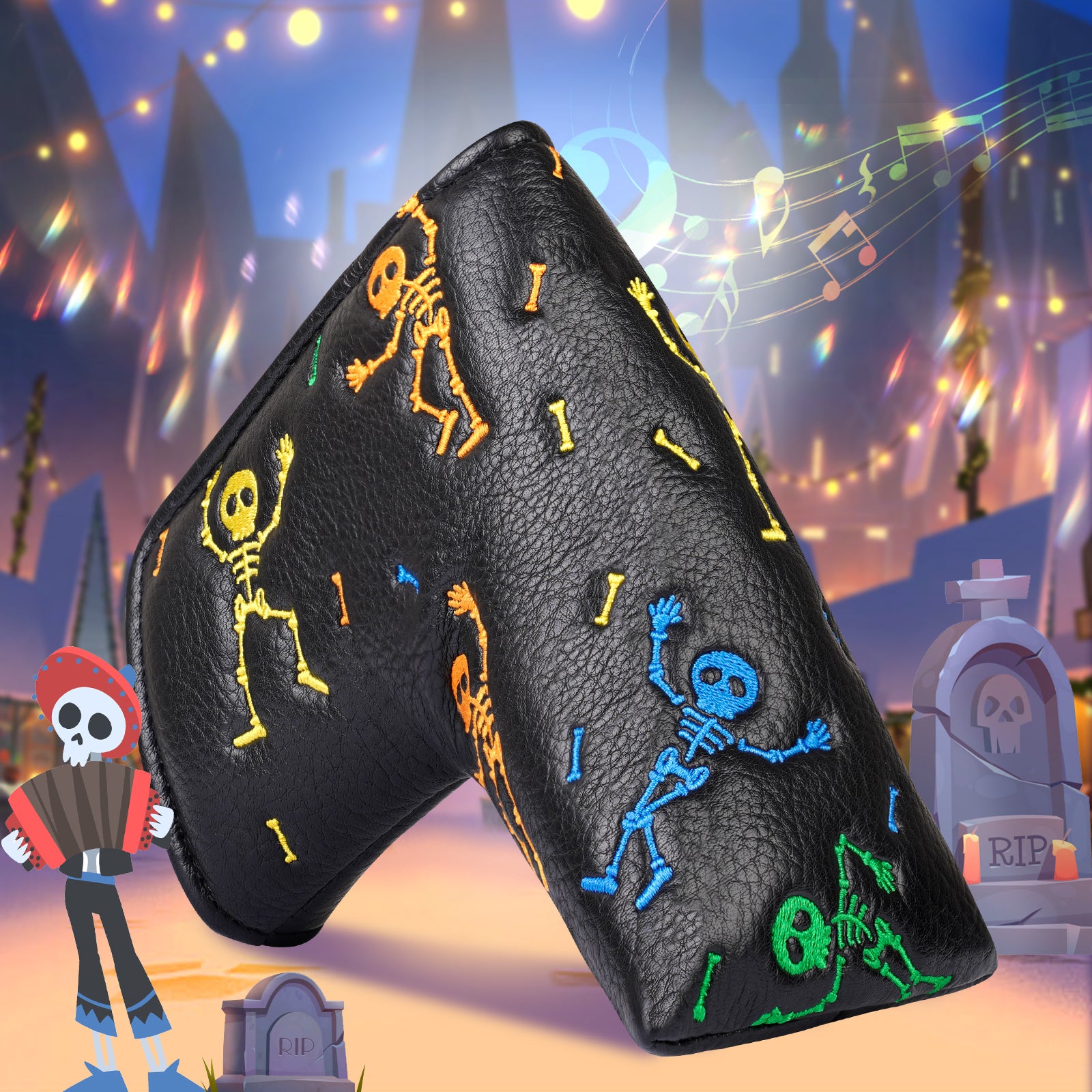 Dancing Skull Driver Putter Golf Head Cover Set