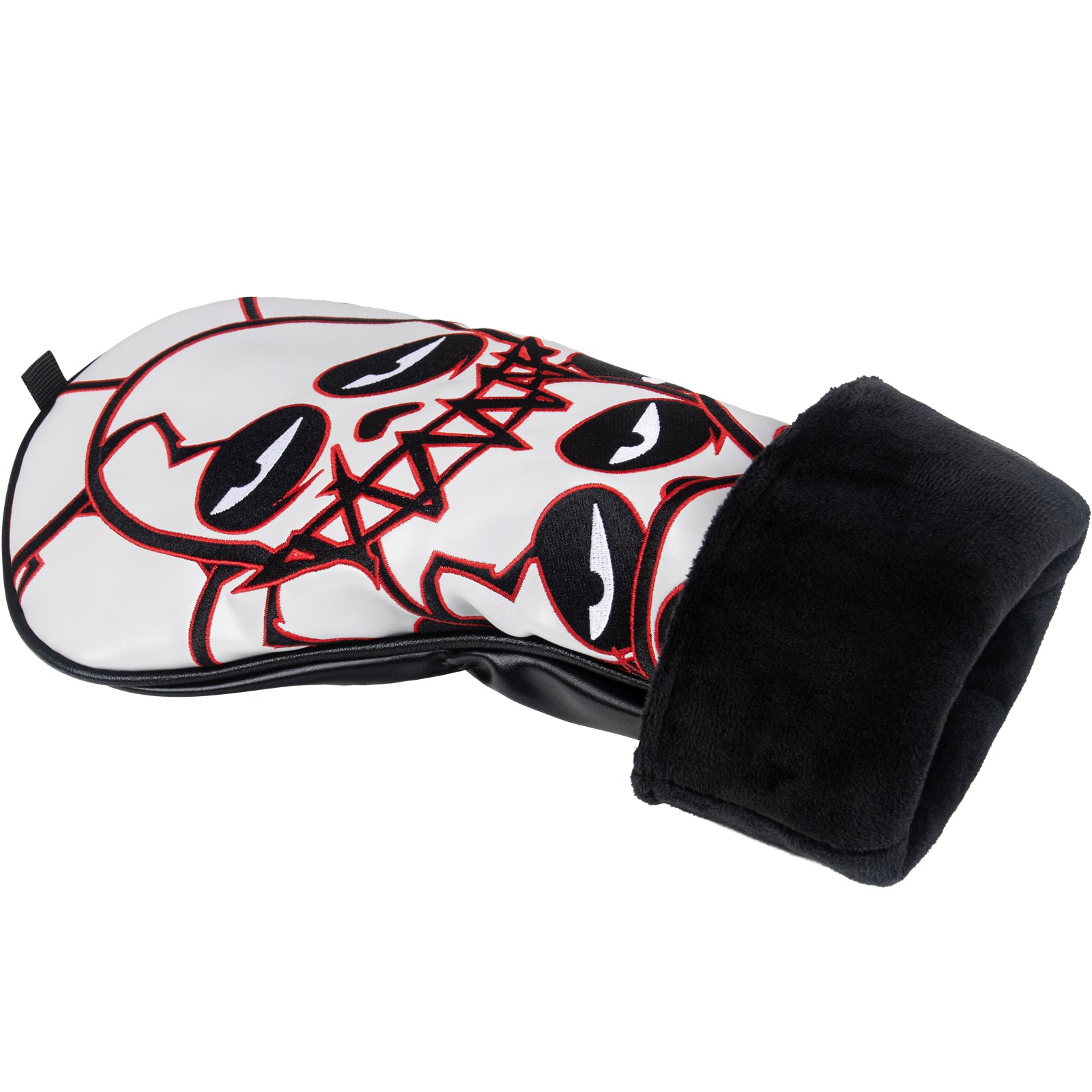 Red and Black Tattered Skull Embroidered Driver Head Cover