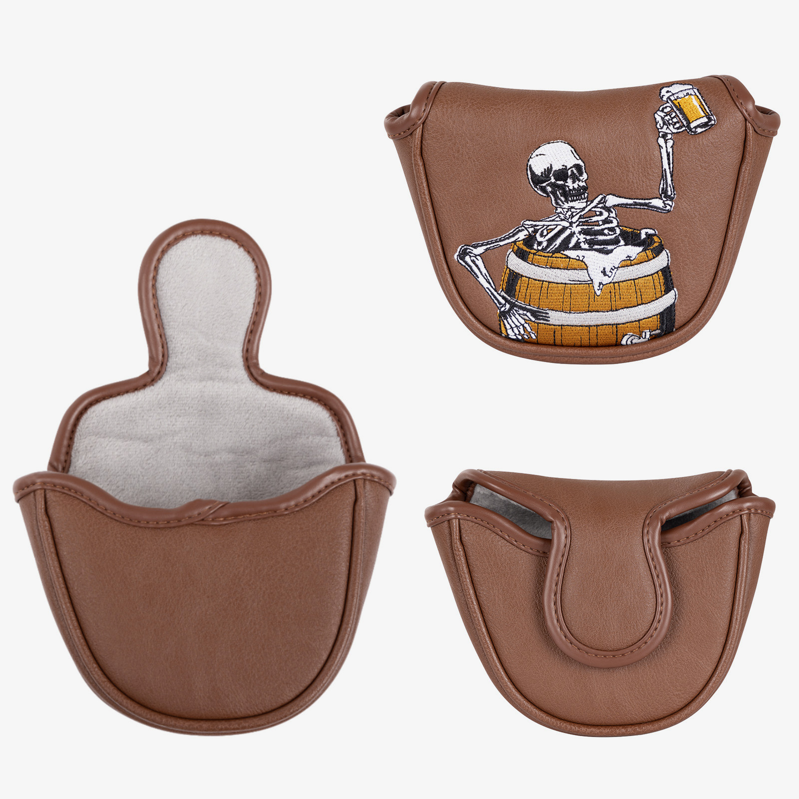 Wine Barrel Skull Wood Head Cover