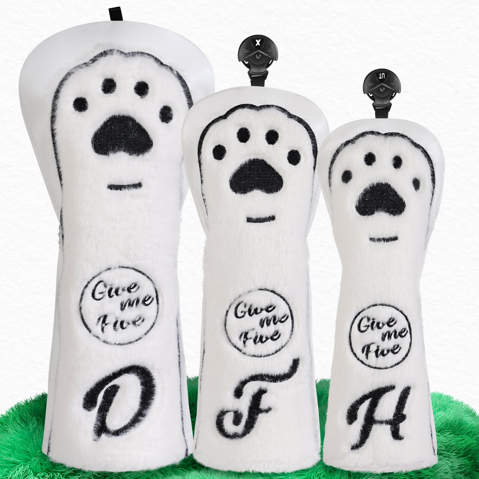 Long Plush Bear Paw Wood Head Cover Set