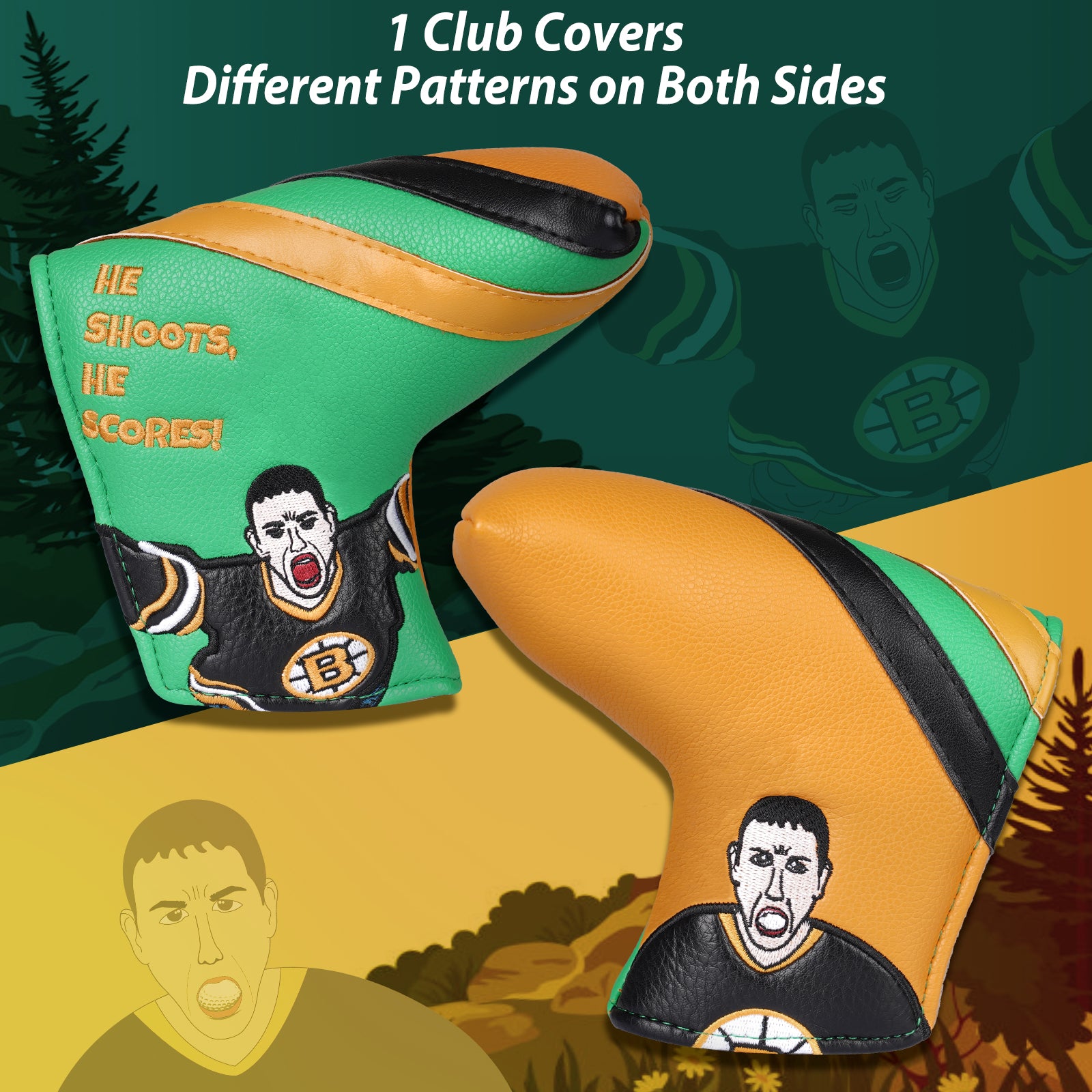 Green &Yellow Ugly Man Blade Putter Head Cover