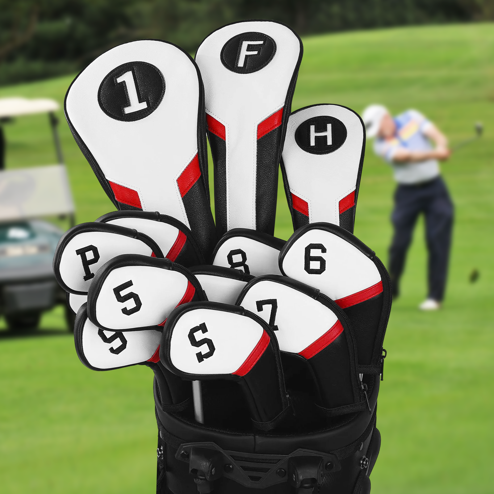 Black& White& Red PU Iron Cover 10pcs(4-9£¬P,A,S,L£©