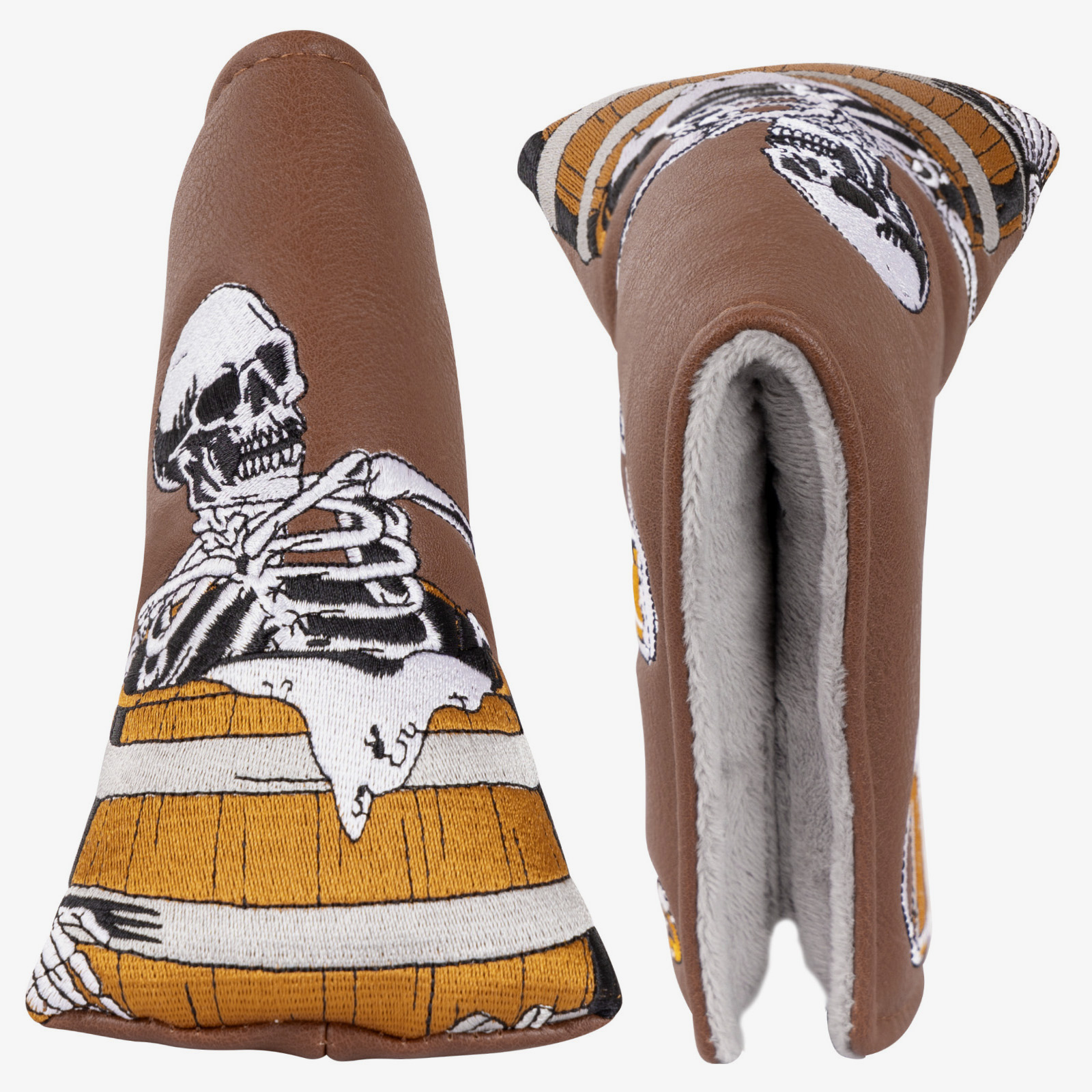 Wine Barrel Skull Wood Head Cover