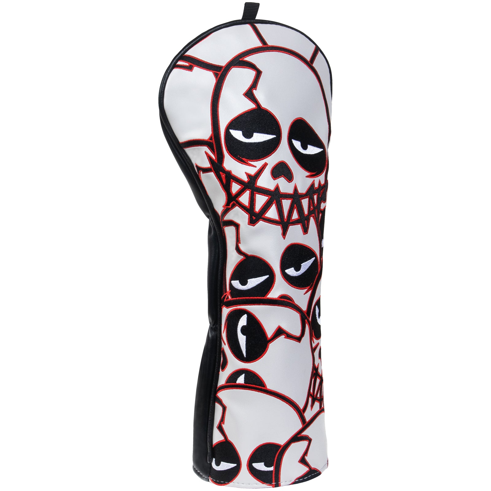 Red and Black Tattered Skull Embroidered Driver Head Cover