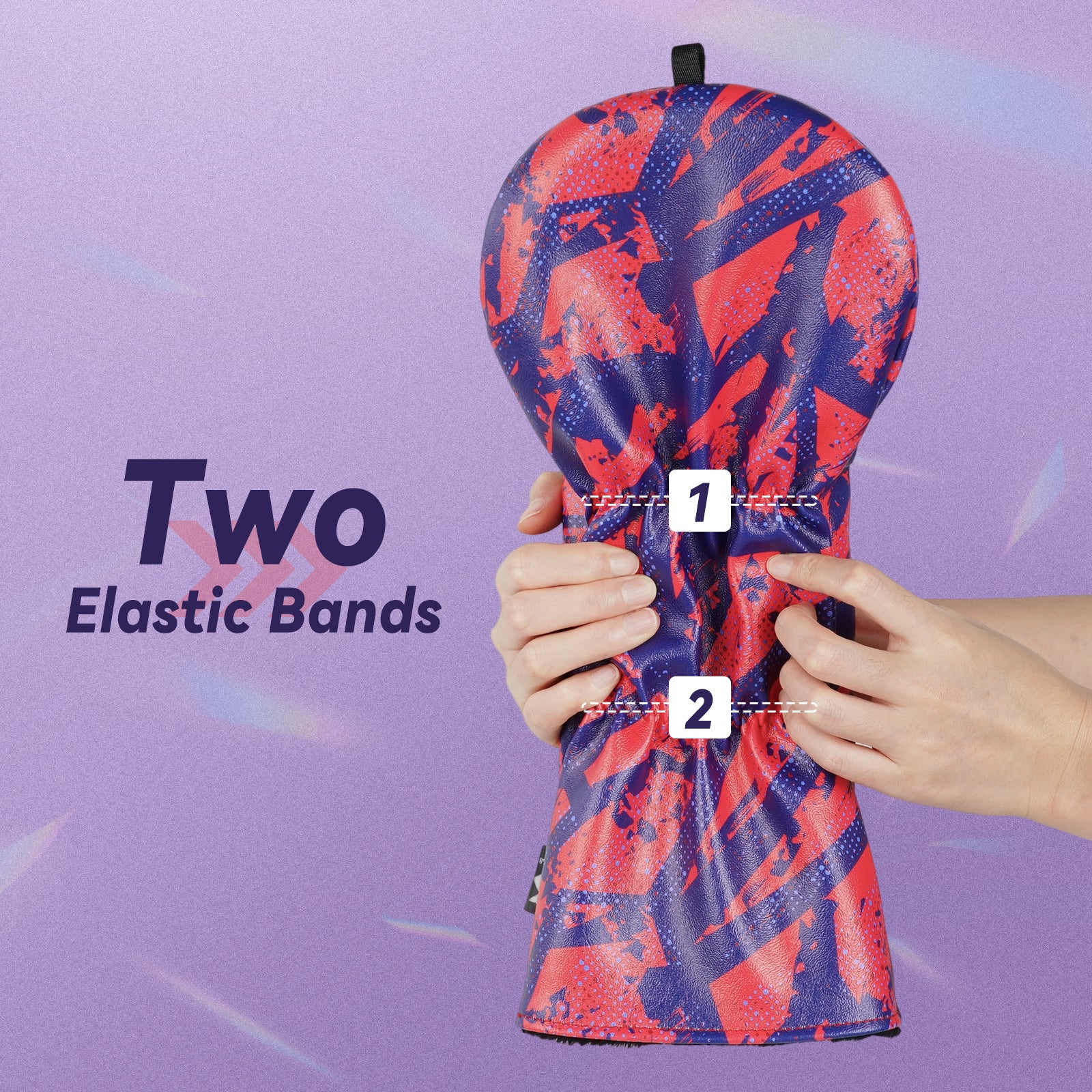 Dark Blue PU Red Crack Print Embroidery Driver Head Cover
