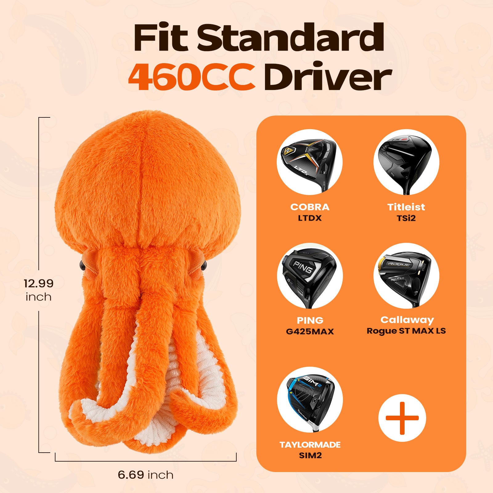 Funny Orange Octopus Driver Headcover
