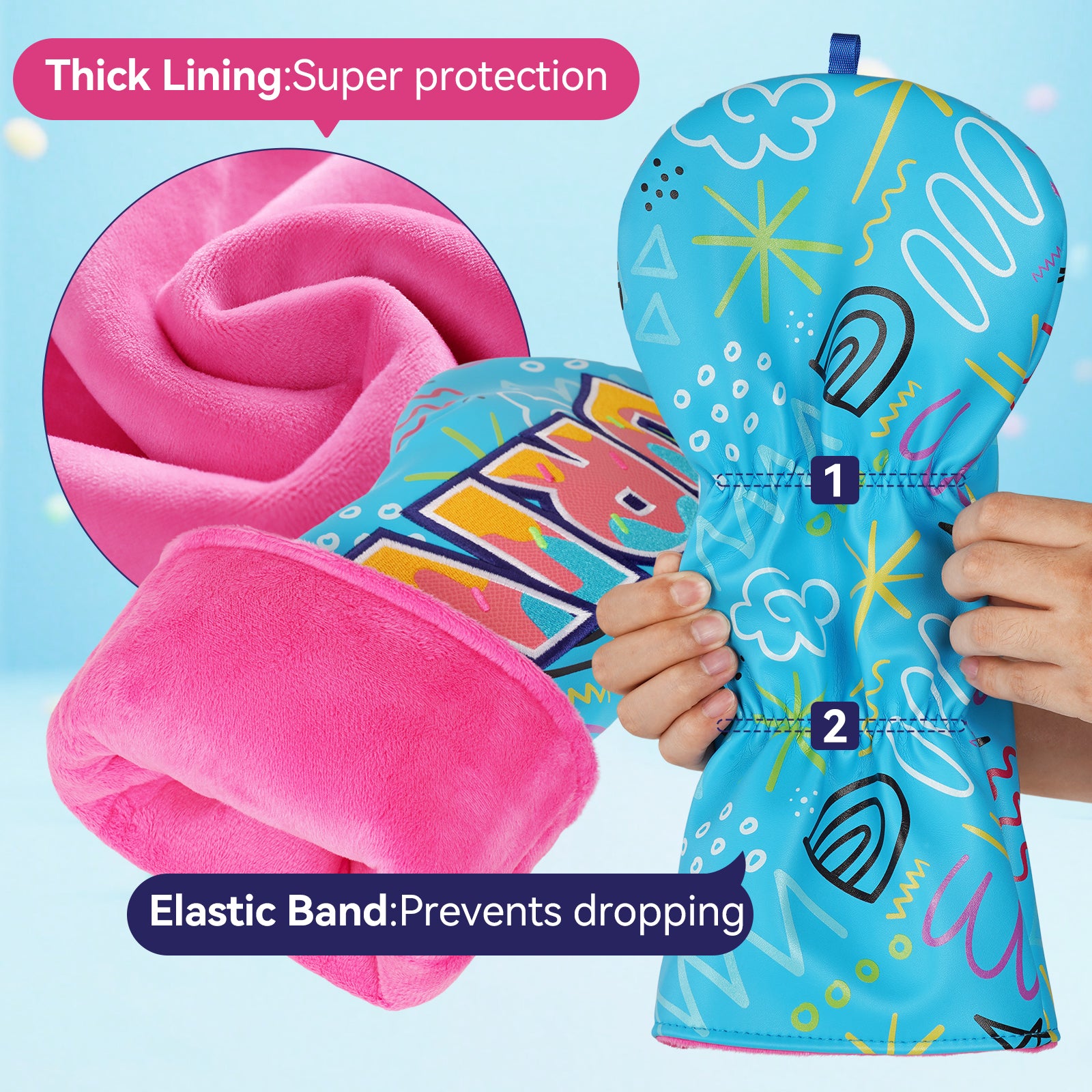 Blue PU Donut Driver Golf Headcover