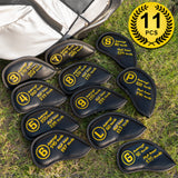 Black PU Yellow Stitch Iron Cover 11pcs (3-9,P,G,S,L)