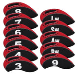 Black& Red Neoprene iron headcover with window 11pcs£¨3-9£¬PW,AW,SW,LW£© Head Cover