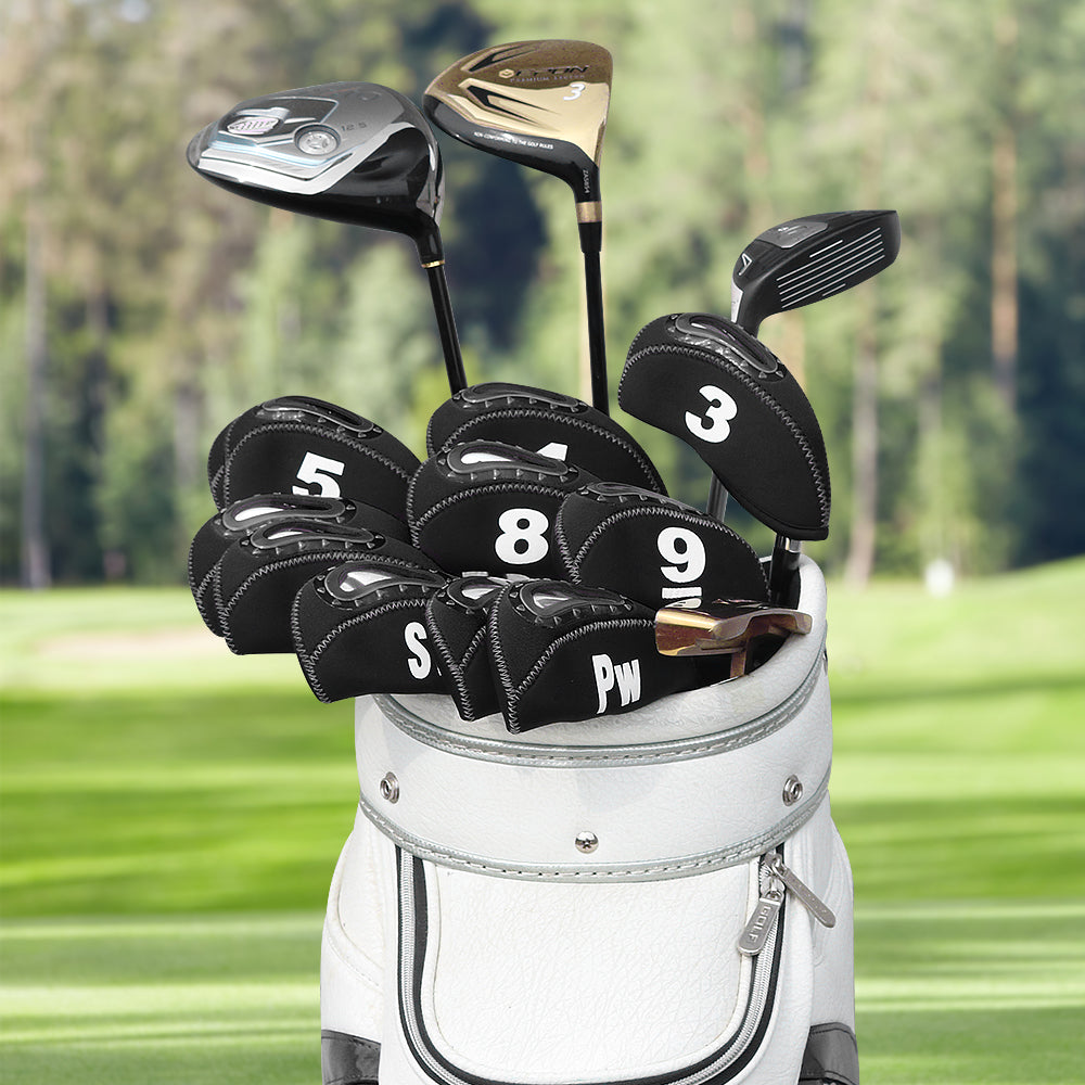 Black Neoprene iron headcover with window 11pcs£¨3-9£¬PW,AW,SW,LW£© Head Cover