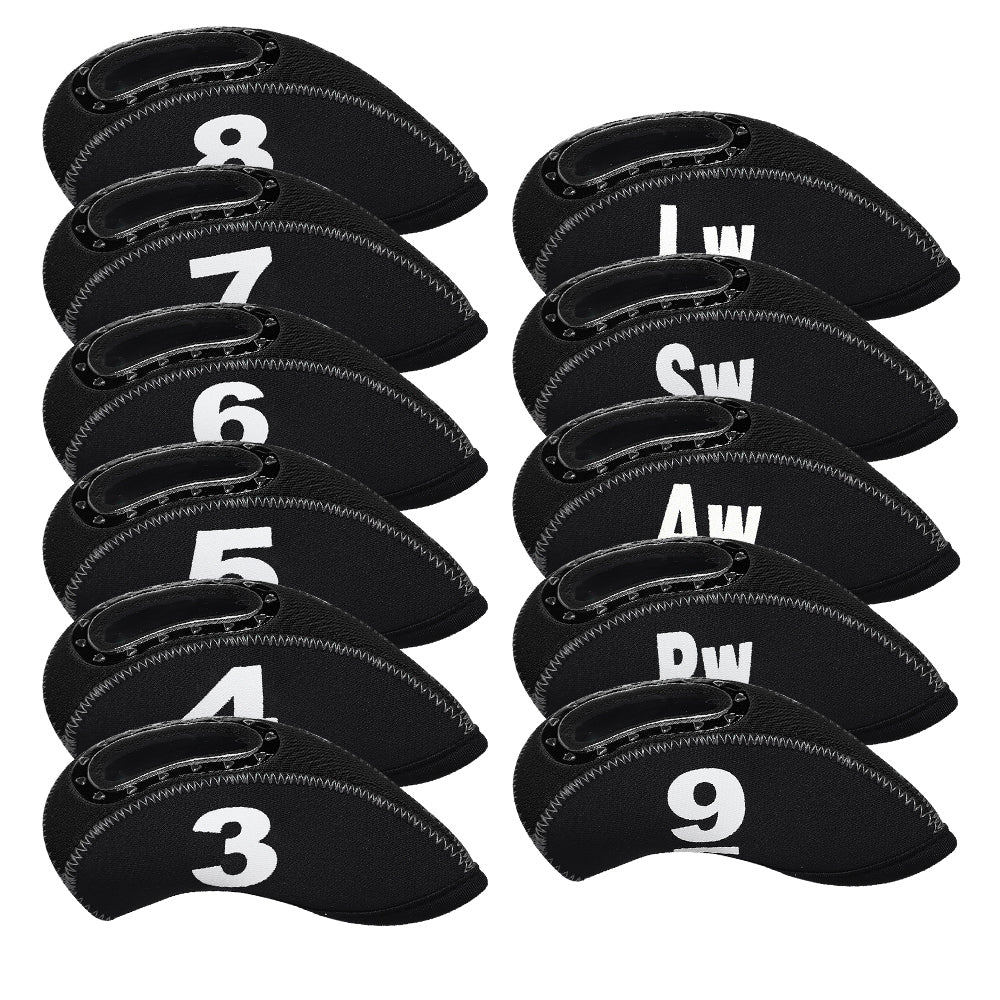 Black Neoprene iron headcover with window 11pcs£¨3-9£¬PW,AW,SW,LW£© Head Cover