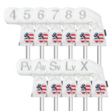white USA flag lucky four clover iron cover 11pcs (4-9,Pw,Aw,Sw,Lw,X) Head Cover