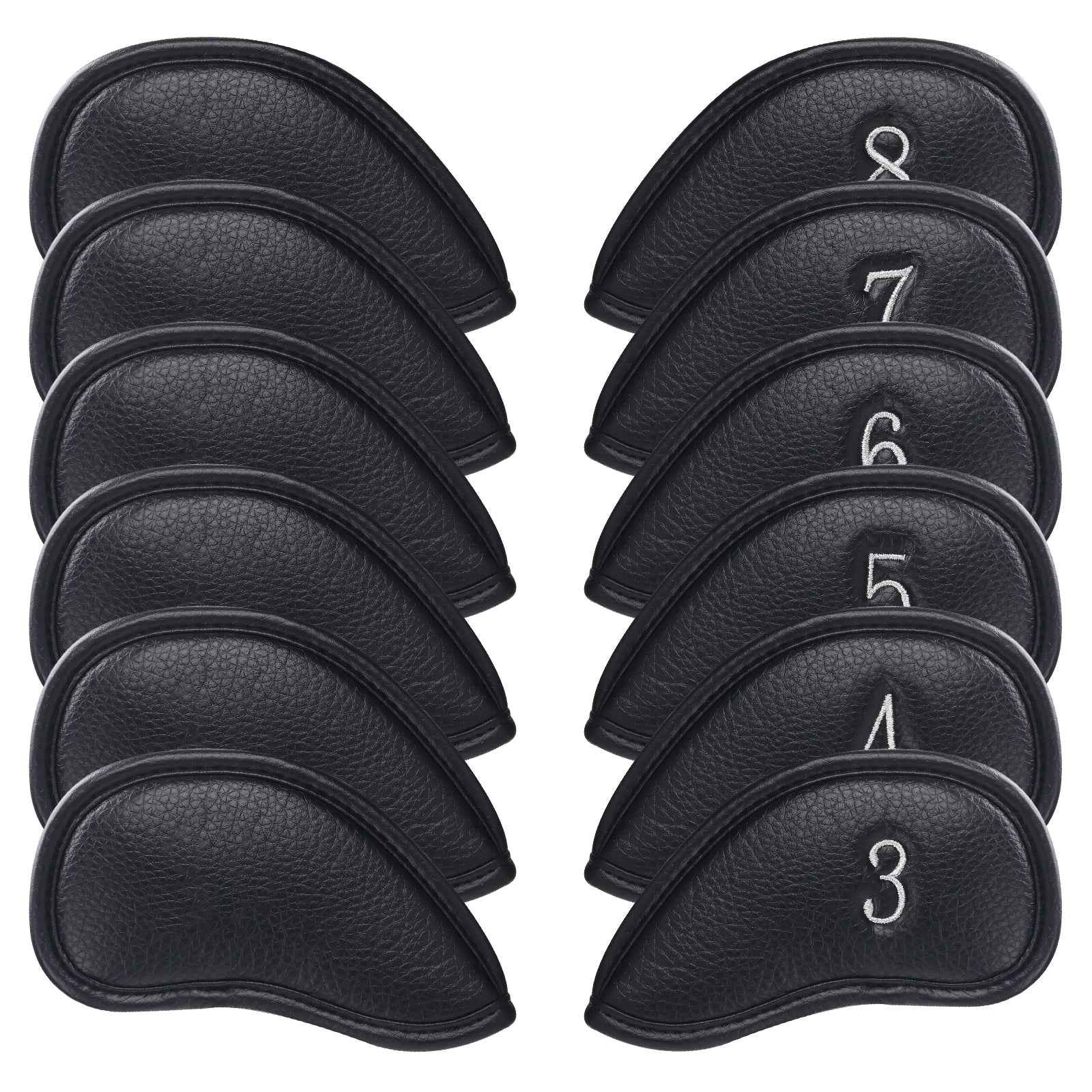 Black PU Iron Cover for Left 12pcs (3-9£¬AW,SW,PW£¬LW,LW) Head Cover