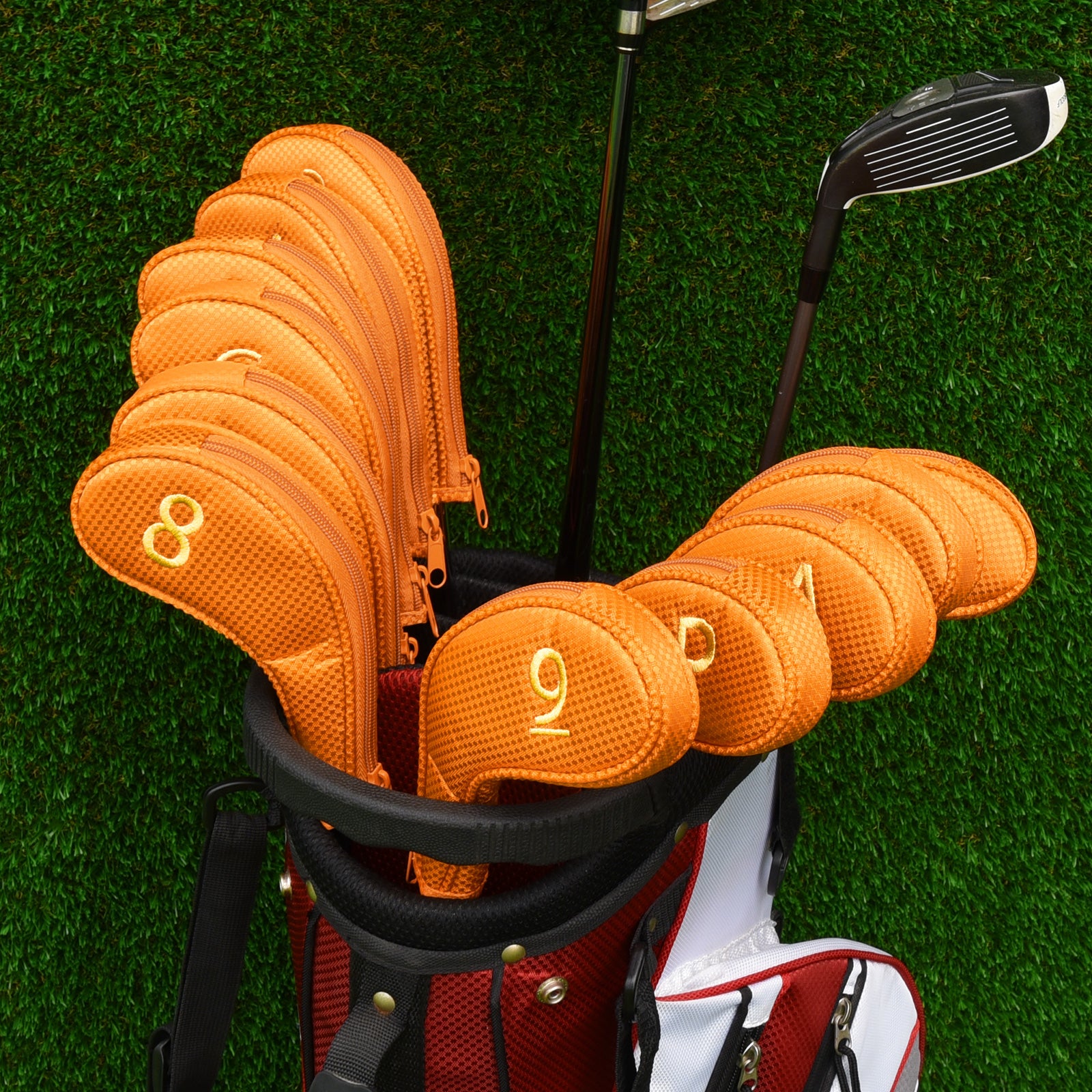 Orange Iron Cover With Zipper  11PCS (3-9.P.A.S.L) Head Cover