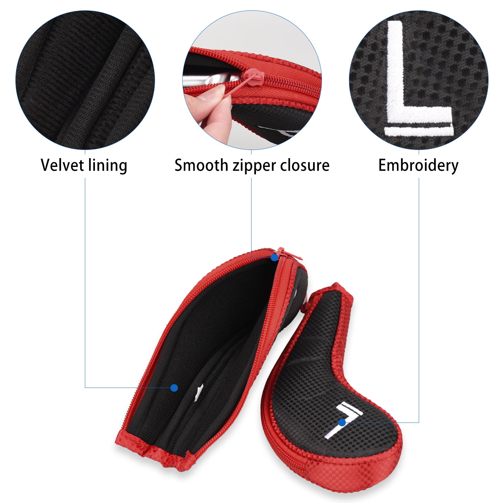 Black& Red Iron Cover With Zipper  11PCS (3-9.P.A.S.L) Head Cover
