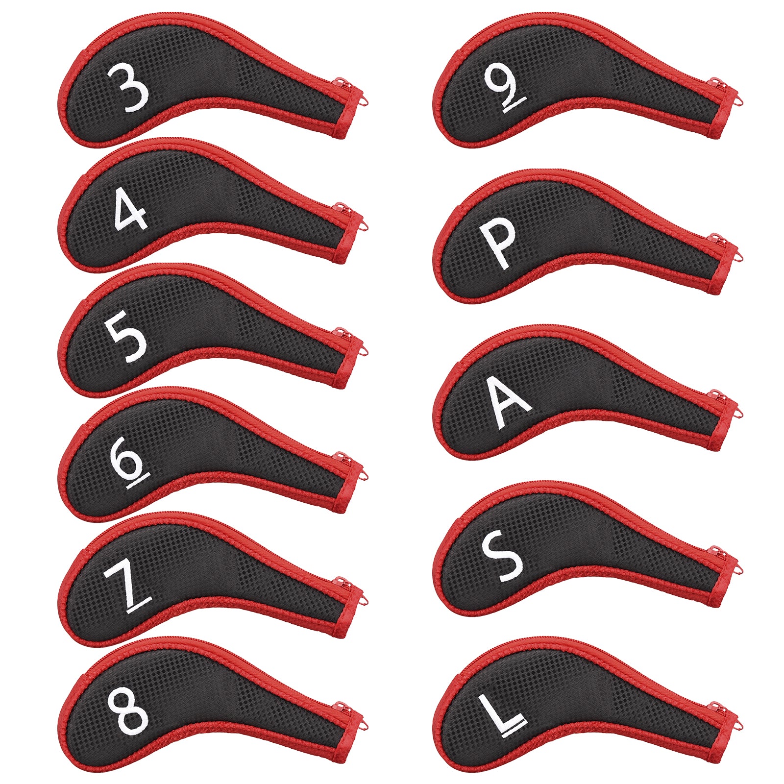 Black& Red Iron Cover With Zipper  11PCS (3-9.P.A.S.L) Head Cover
