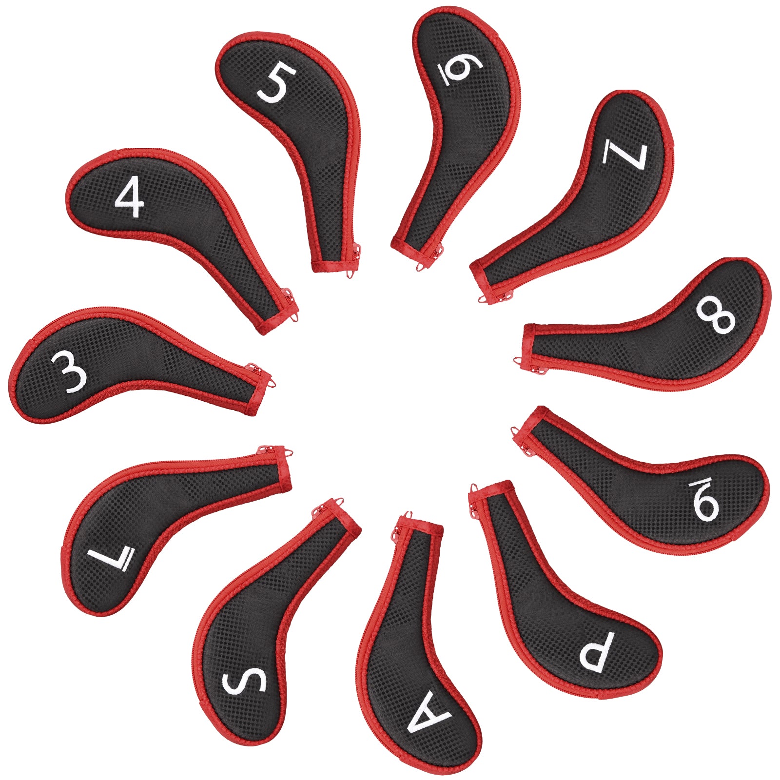 Black& Red Iron Cover With Zipper  11PCS (3-9.P.A.S.L) Head Cover