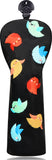Black PU colorful bird Golf Head Cover Set
