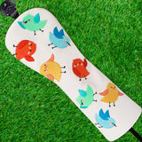 White PU colorful bird Golf Head Cover Set