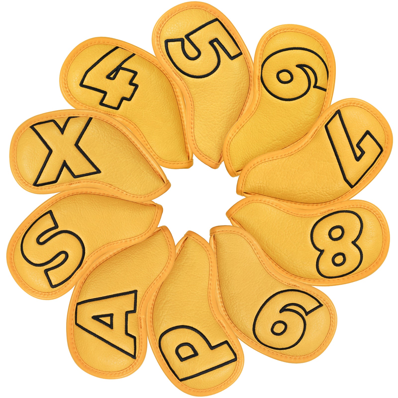 Yellow  PU Black Stitch Iron Cover10pcs£¨4-9,P,A,S,X£© Head Cover