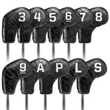 Black PU Alligator Lines Iron 11pcs(3-9,P,A,S,L) Head Cover