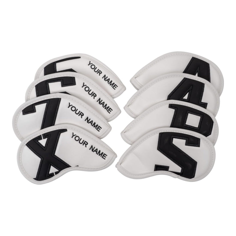 Custom Large No. Magnetic White Leather Iron Head Covers