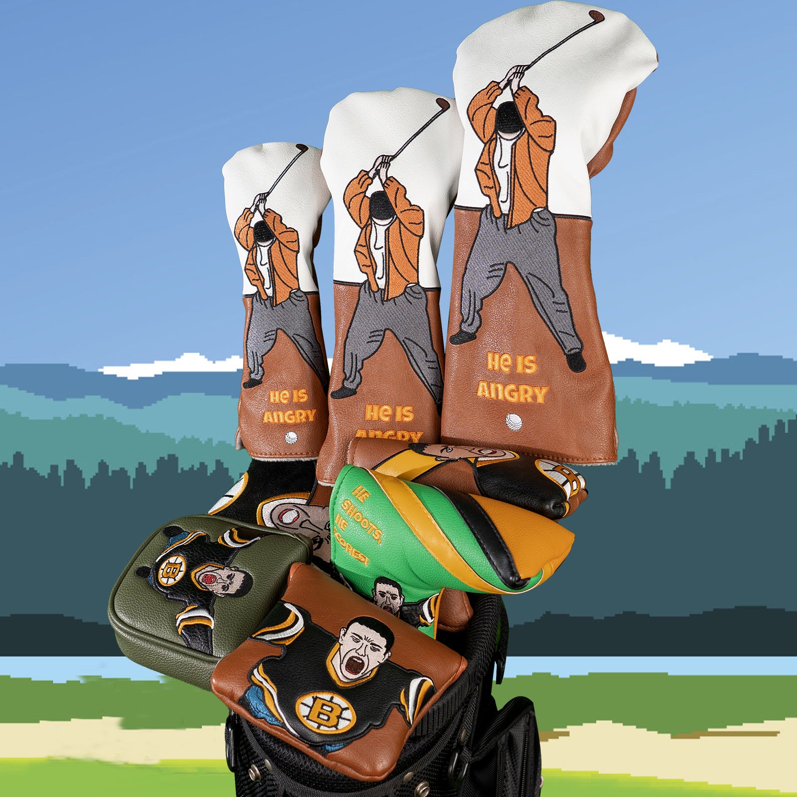 Green &Yellow Ugly Man Blade Putter Head Cover