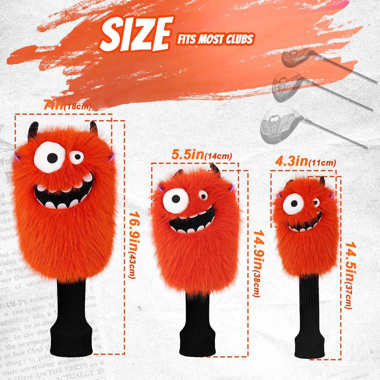Orange Monster Golf Headcover Set