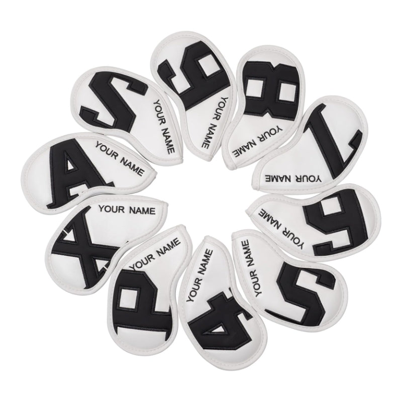 Custom Large No. Magnetic White Leather Iron Head Covers
