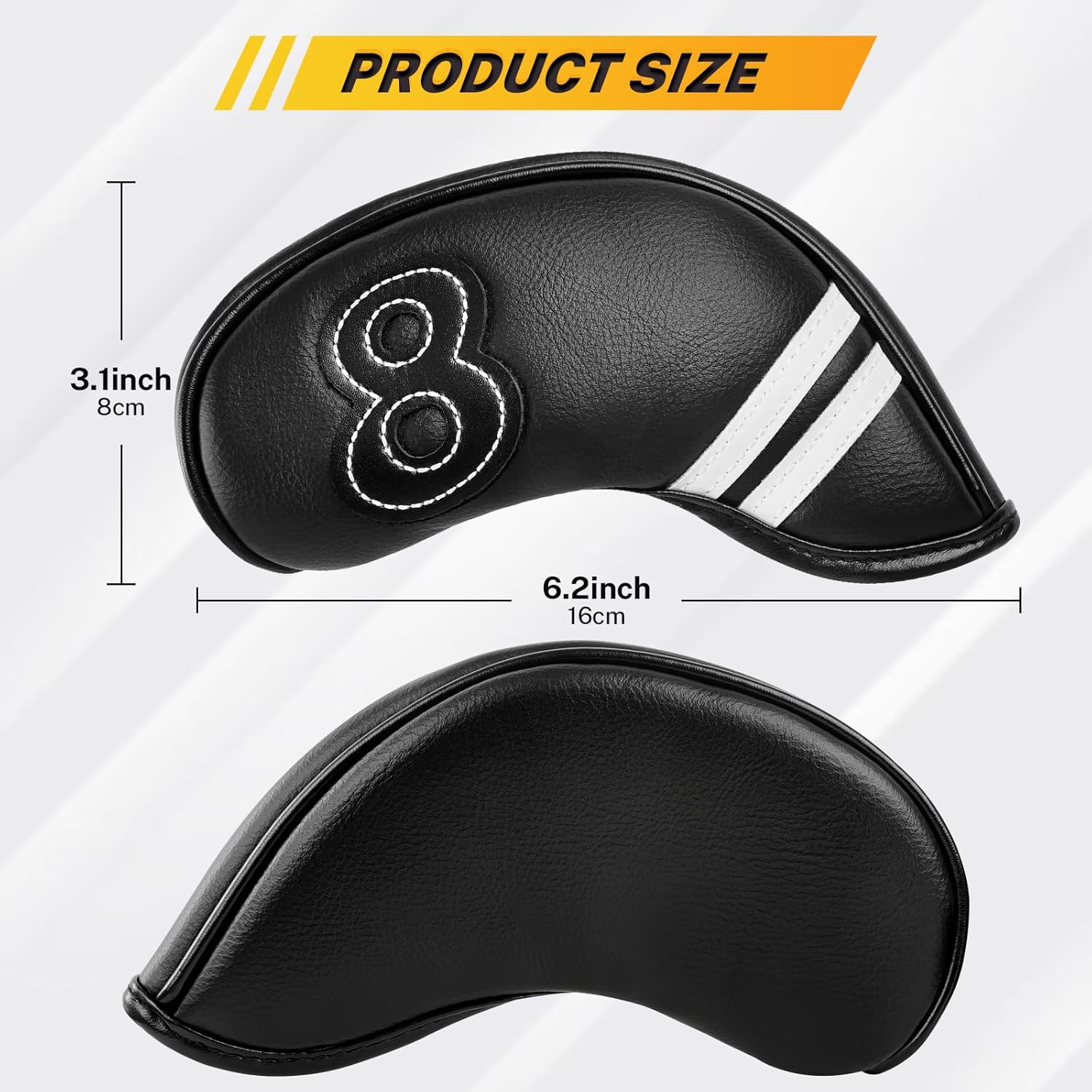 10pcs/Set White Stripe Magnet Closure Black Iron Cover