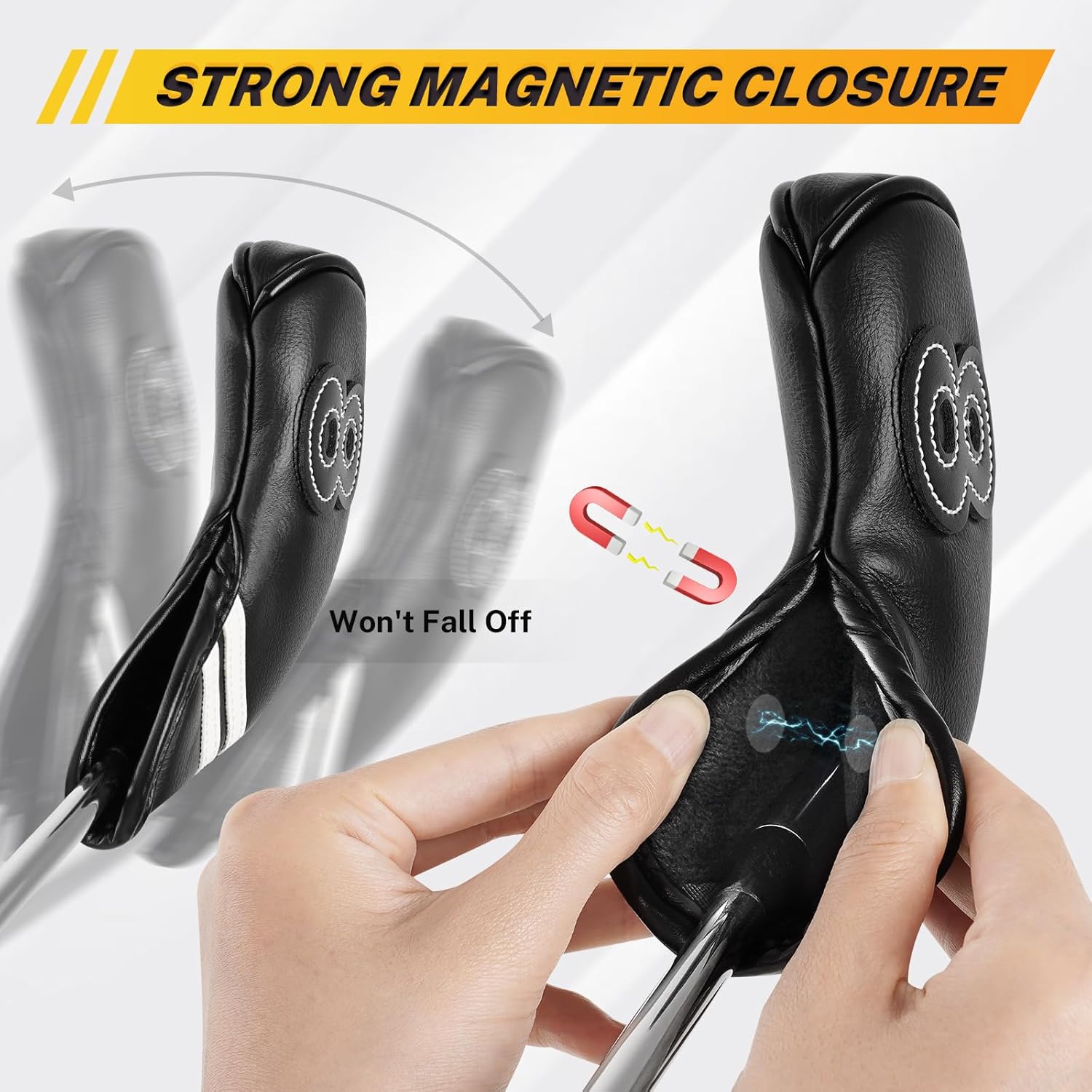 10pcs/Set White Stripe Magnet Closure Black Iron Cover