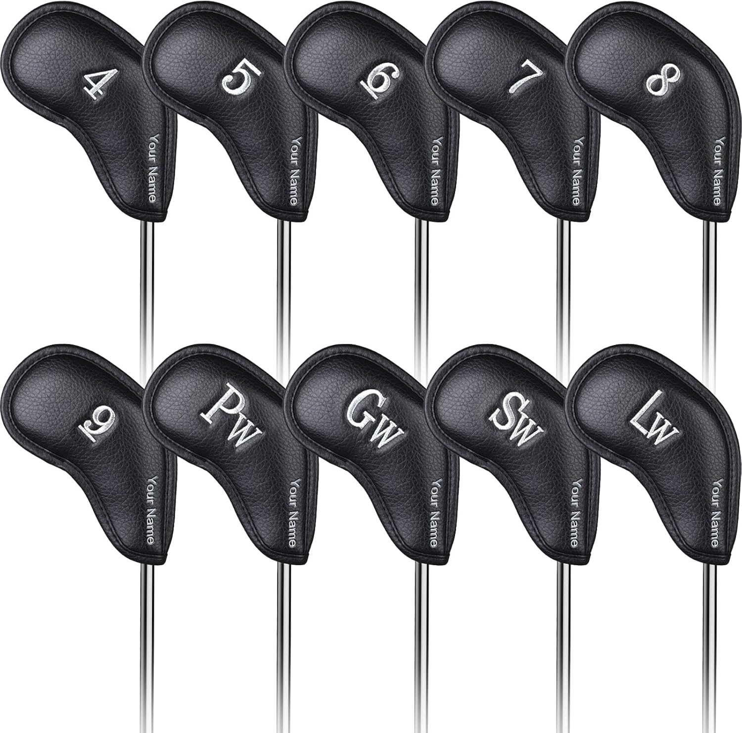 Personalized Magnetic Leather Iron Head Cover Set(4-9, PGSL)