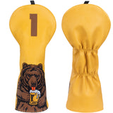 Dark Yellow Brown Bear Golf Headcover Set