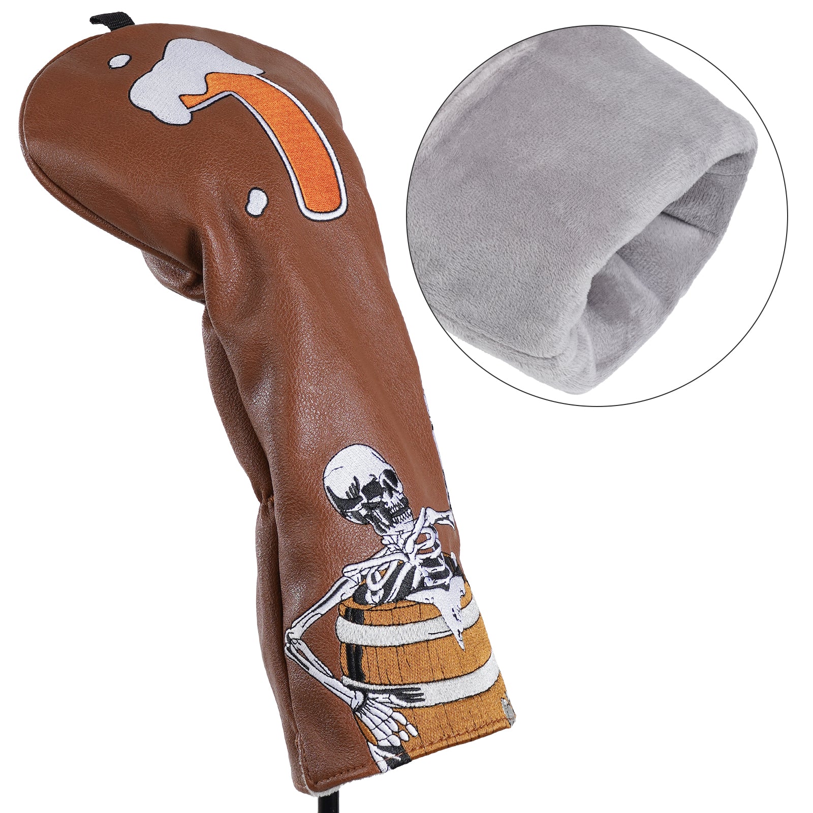 Wine Barrel Skull Wood Head Cover