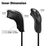 Black Leather White Numbers Golf Club Hybrid Iron Head Covers Set 9 PCS - Craftsman Golf
