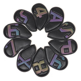 Black Gradient Colors Magnetic Golf Club Iron Headcovers Set 10pcs
