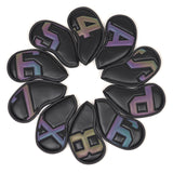 Black Gradient Colors Magnetic Golf Iron Headcover Set 10pcs