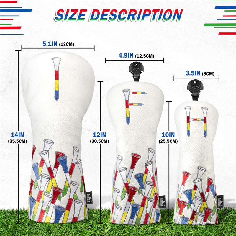 Colorful Golf Tees Golf Head Covers Set