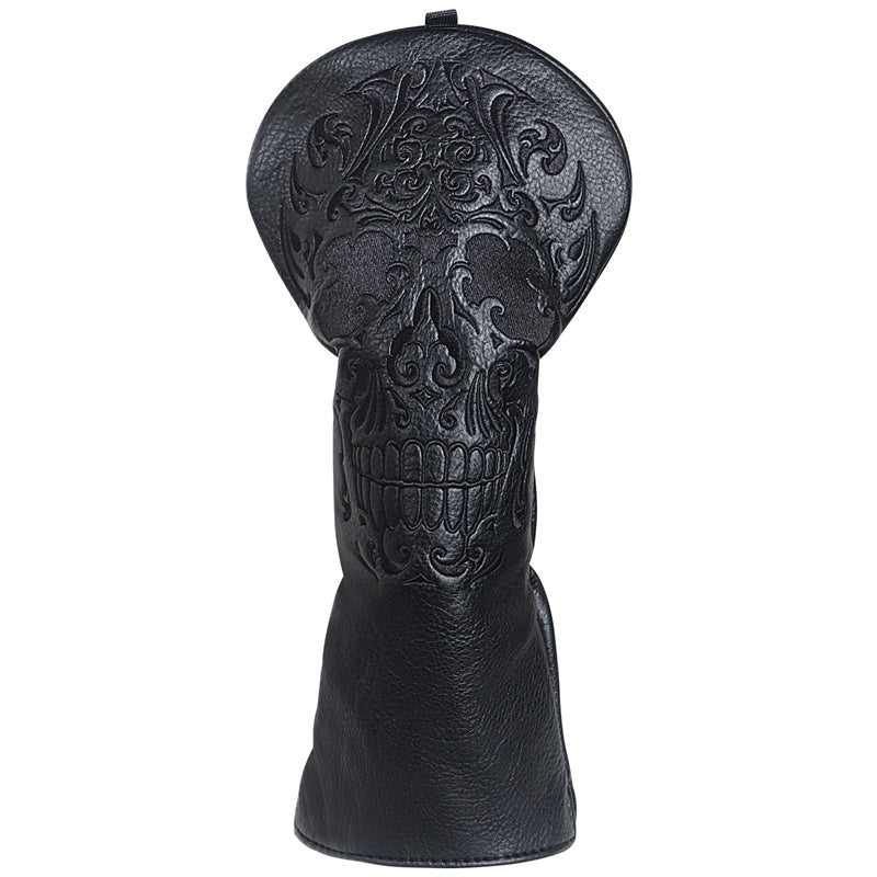 Black Skull Leather Golf Club Driver Headcover
