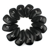 Black Leather Golf Iron Head Covers Set